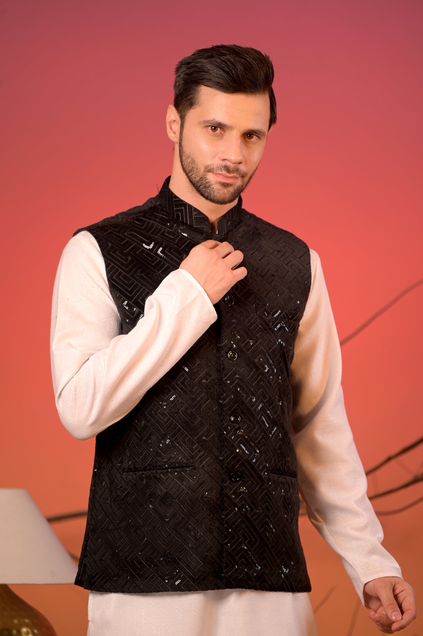 Luxe Black Velvet Nehru Jacket