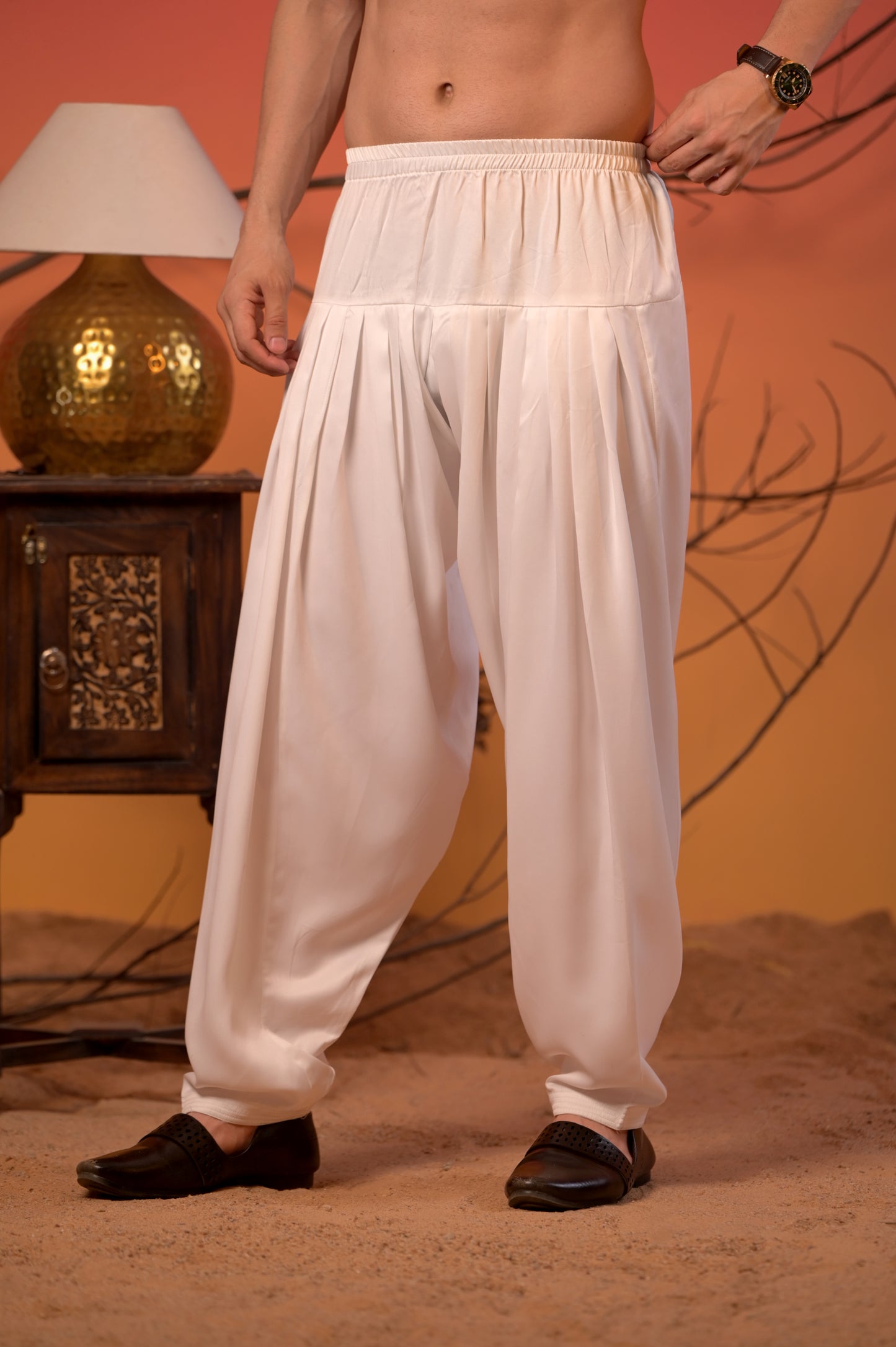 Off-White Jacquard Kurta with Subtle Self-Design & White Salwar Set
