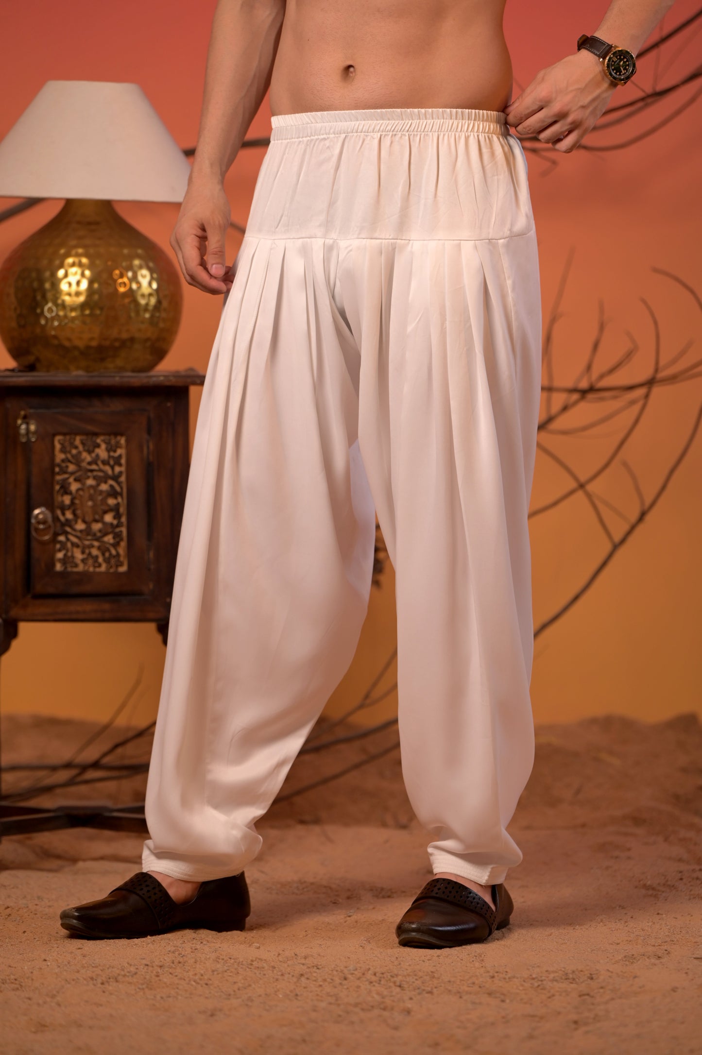 Festive Olive Green Silk Kurta with White Salwar set
