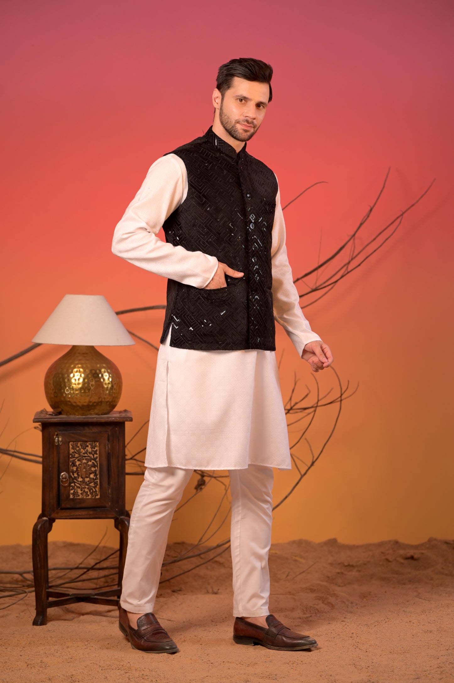 Luxe Black Velvet Nehru Jacket